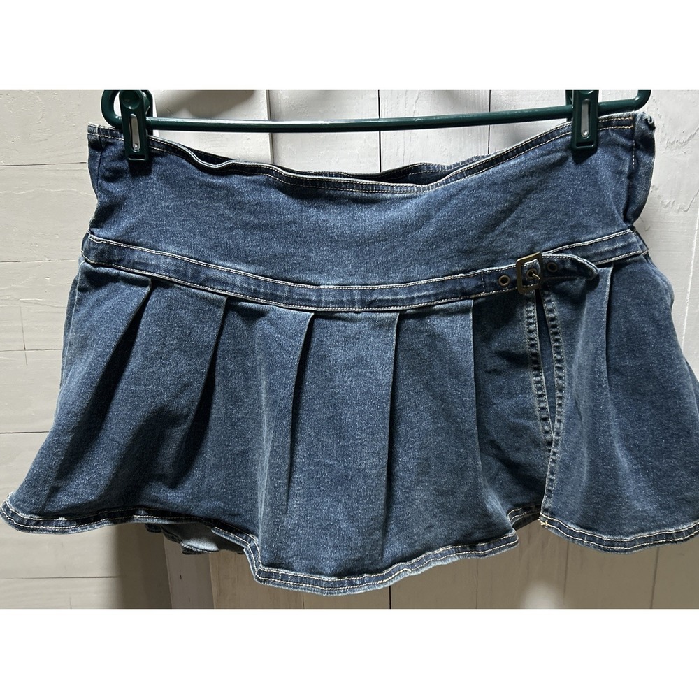 Madden NYC Blue Pleated Denim Skort Built-in Shorts Women's XL Short